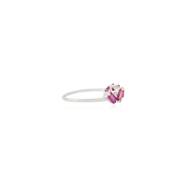 Not Yet Made - Made To Order Mozambique Baguette Ruby and Diamond Stackable Half Band Ring Size 6.5 in 14k Gold For Sale - Image 5 of 14