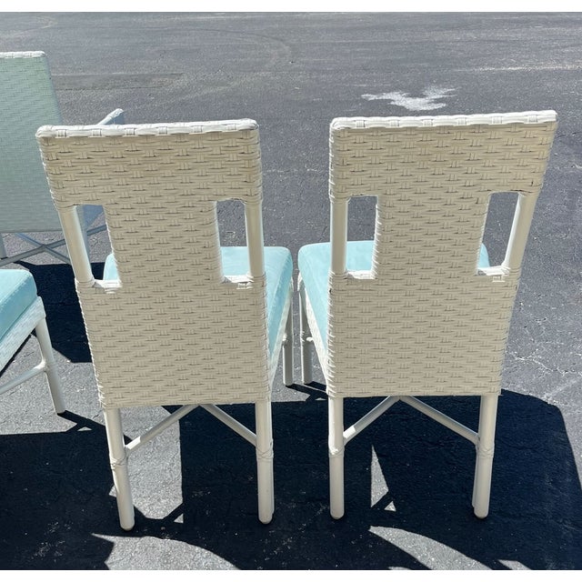 White Thomas Pheasant for McGuire 8 Woven Leather Dining Chairs For Sale - Image 8 of 18