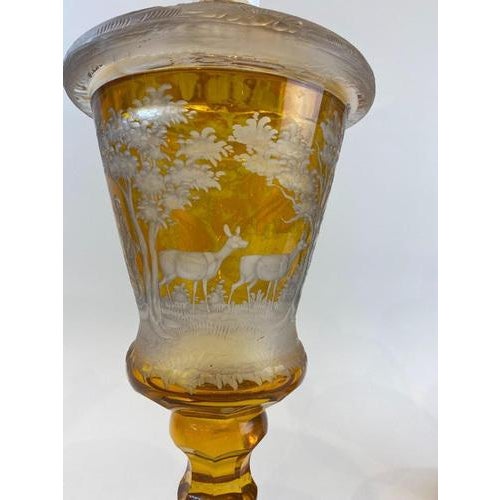 Gold Large Bohemian Crystal Tumblers, 19th Century, Set of 2 For Sale - Image 8 of 11