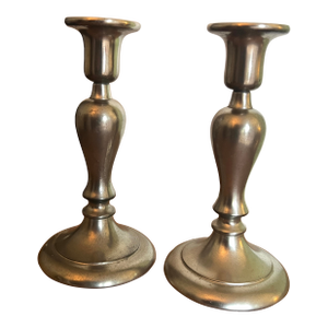 Pair of Vintage Royal Holland KMD Pewter Candlestick Holders