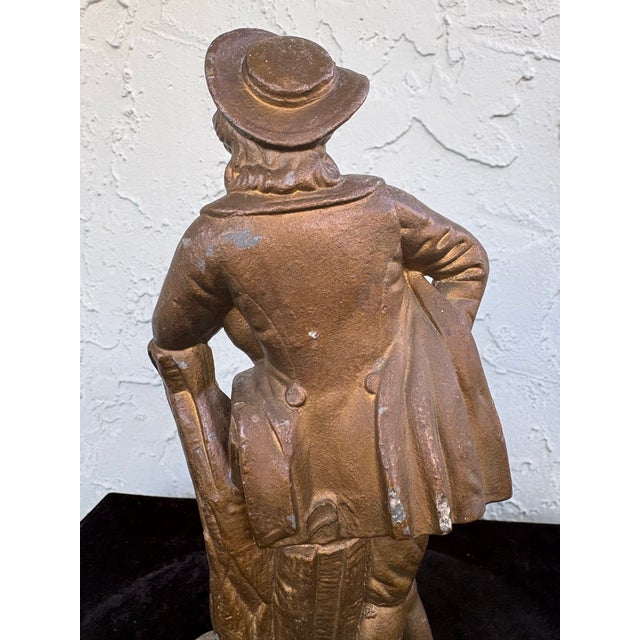 Gold Early 20th Century French-Style Shepherd & Goat Bronze-Patina Sculpture For Sale - Image 8 of 9