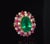 Late 20th Century Late 20th Century Gia Certified 11.39Ct Zambian Emerald, Ruby & Diamond 18k Gold Cocktail Ring, Size 6 For Sale - Image 5 of 13
