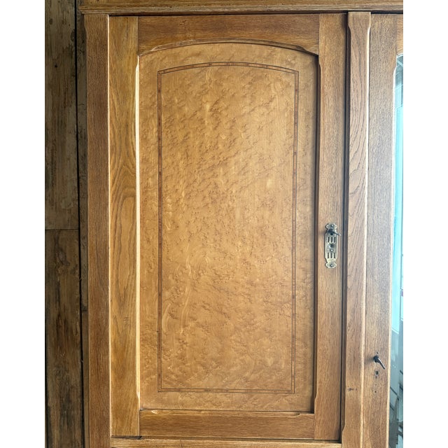 Large Art Nouveau Wardrobe in Oak and Speckled Maple, 1890s For Sale - Image 16 of 18