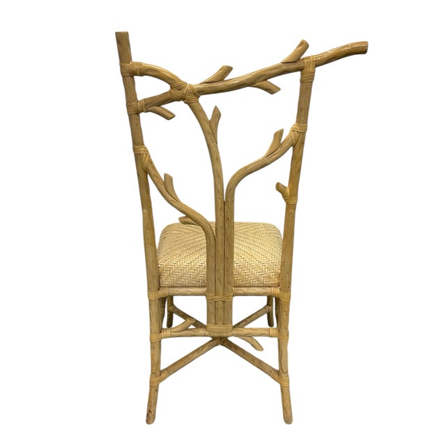 Vintage Architectural Faux Bois Rattan Side Chair For Sale - Image 4 of 12