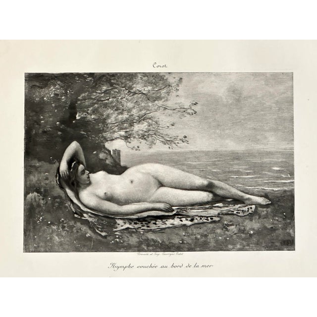Antique aquatint of Camille Corot’s “Nymphe Couchée au Bord de La Mer”. This cabinet picture was almost certainly created...