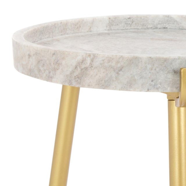 Spritely Home Bonn Marble Side Table in Brown Grey / Gold For Sale - Image 4 of 8
