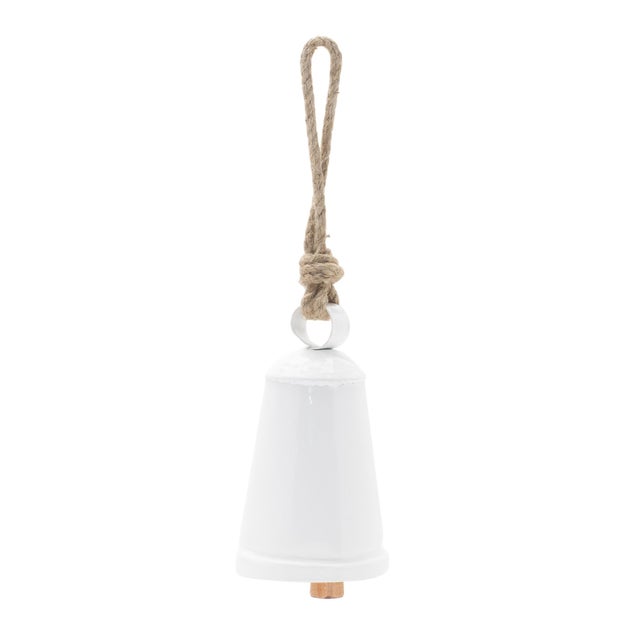 Bring a rustic and wintry charm to your holiday decor with these Rustic Metal Bell Ornaments. Featuring soft white tones...