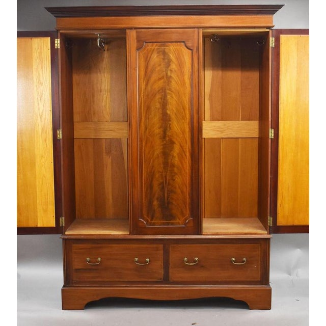 Edwardian Mahogany Triple Wardrobe, 1910 For Sale - Image 6 of 8