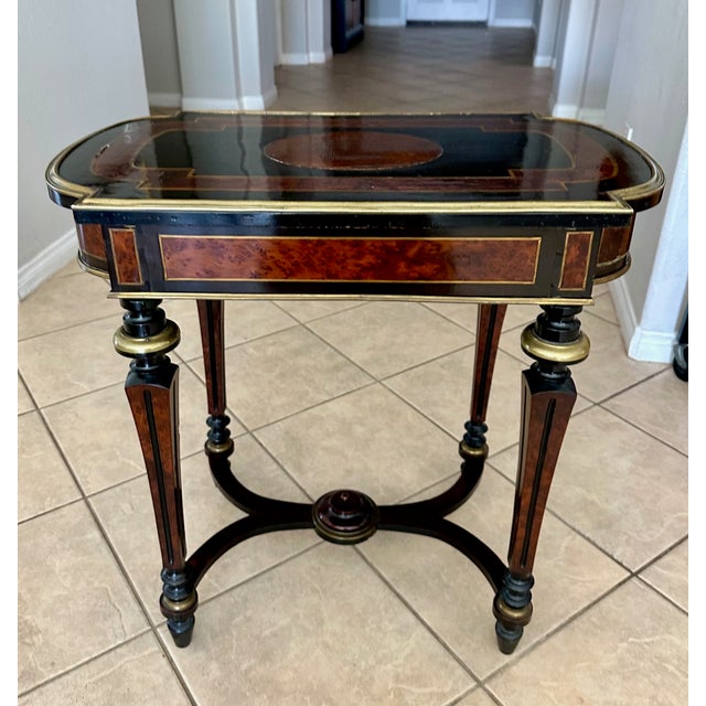 19th Century Antique 19th-Century French Napoleon III Work or Vanity Side Table For Sale - Image 5 of 18