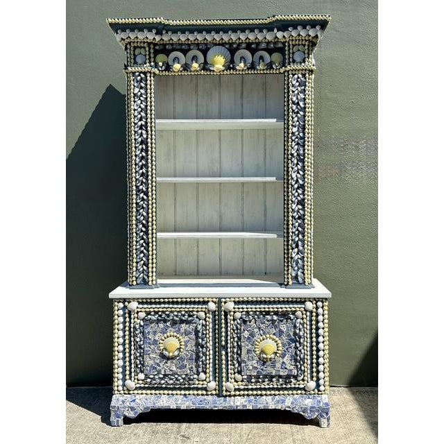 Traditional Vintage Shell Encrusted Tall Etagere For Sale - Image 3 of 12
