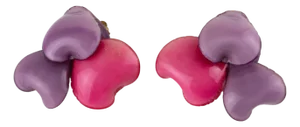 Francoise Montague Lavender and Pink Heart Resin Clip Earrings