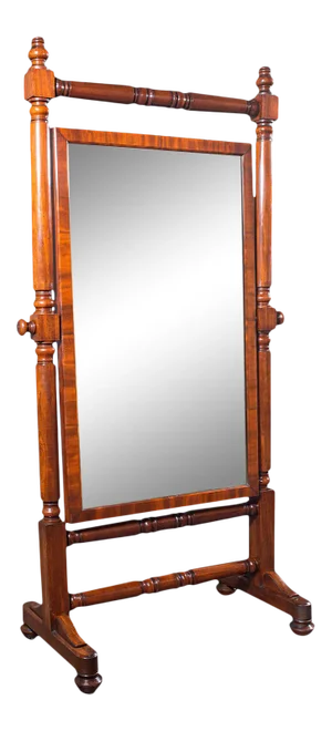 1880s Grand Antique Victorian English Cheval Mirror