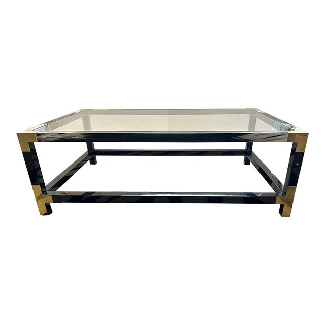 Theodore Alexander Faux Horn Brass and Glass Coffee Table For Sale
