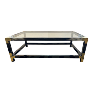 Theodore Alexander Faux Horn Brass and Glass Coffee Table