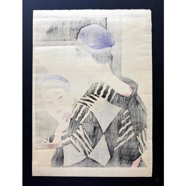 Japanese Large Woodblock Print Backstage by Ito Shinsui For Sale - Image 9 of 11