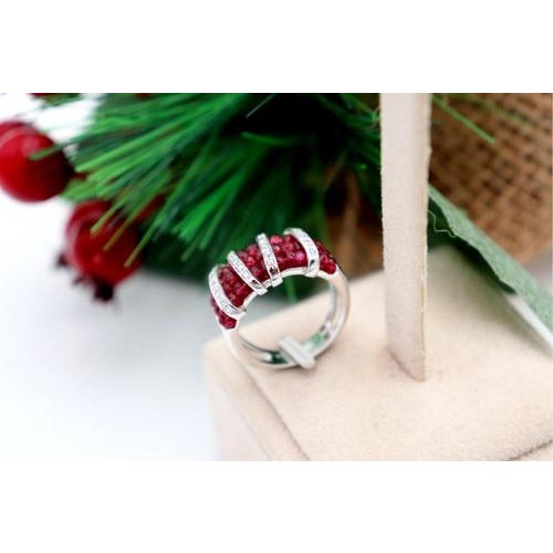 White Gold Ring with Four Bands of Diamonds For Sale - Image 6 of 7