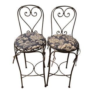 Wrought Iron Barstools - A Pair For Sale