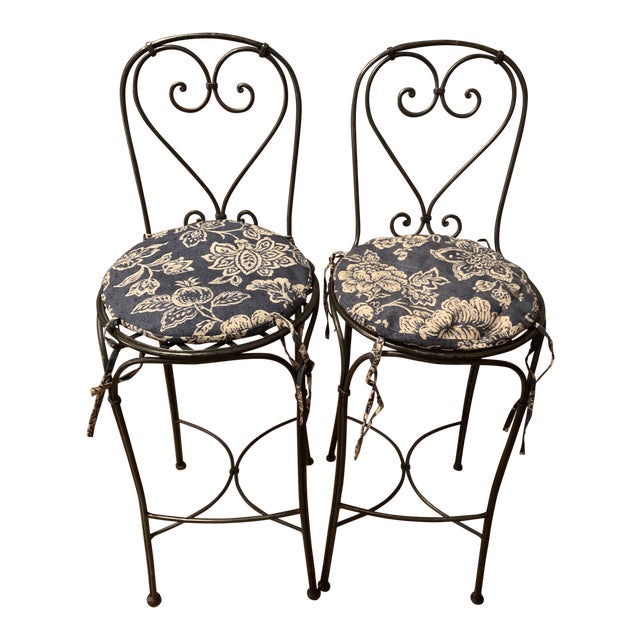 Wrought Iron Barstools - A Pair For Sale