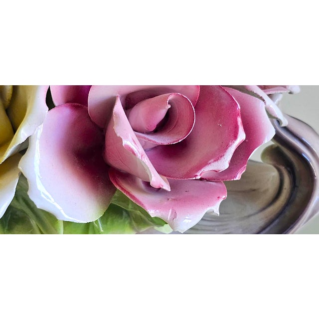 1970s Nuova Capodimonte Grand Porcelain Centerpiece With Doves & Roses For Sale - Image 10 of 17