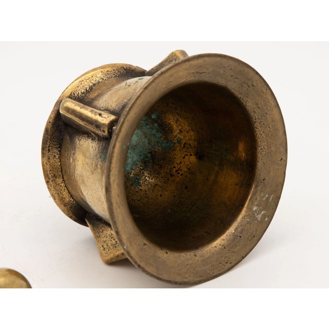 Brass Antique Vintage Brass Mortar and Pestle For Sale - Image 8 of 9