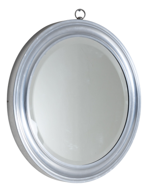 Round Wall Mirror with Metal Frame, 1970s