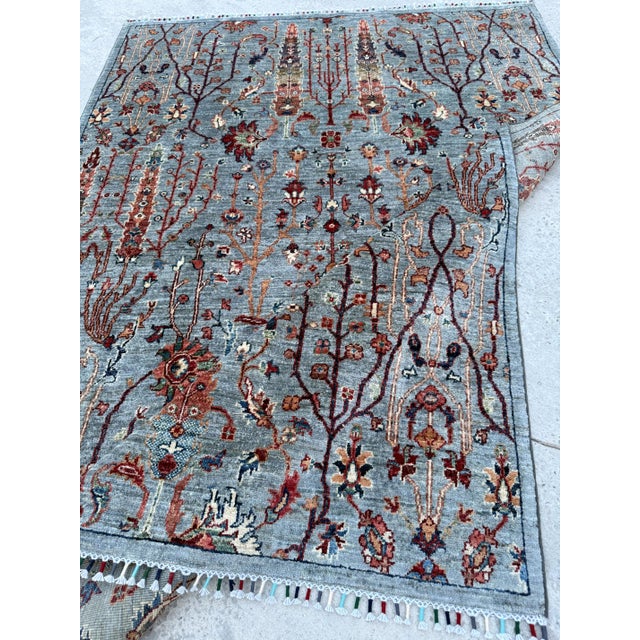 Sky Blue Contemporary Bidjar Tree of Life Hand-Knotted Wool Rug For Sale - Image 8 of 12