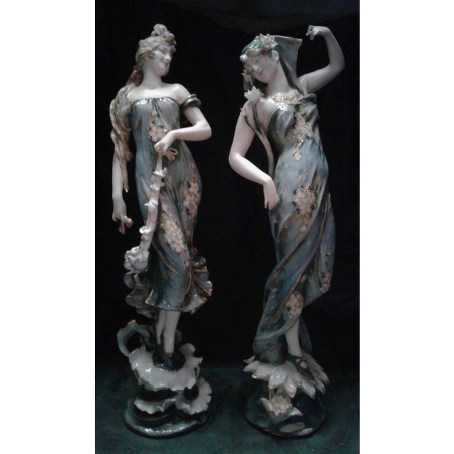 Ceramic Pair of Turn Teplitz Bohemia Porcelain Figurines, Ca 1900 For Sale - Image 7 of 7