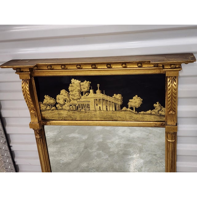 Early 20th Century Antique Early 20th Century Federal Style Eglomise Giltwood Mirror For Sale - Image 5 of 17