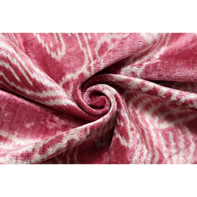 Pink Pink Zebra Silk Velvet Pillow 20x20 | Handmade Designer Accent Cushion For Sale - Image 8 of 8