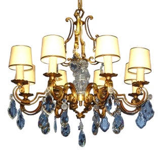 Mazarin Chandelier in Gilded Bronze and Crystal, 1940s For Sale