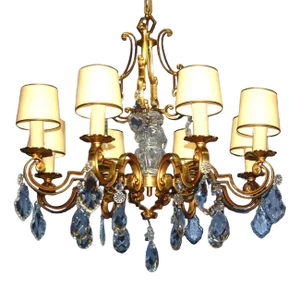 Mazarin Chandelier in Gilded Bronze and Crystal, 1940s