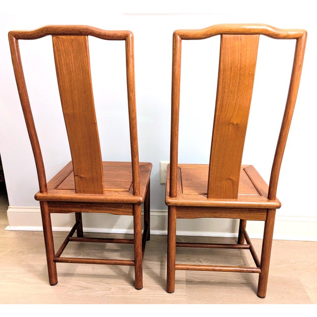 Asian Chinese Ming Style Chair Pair Yolk Back Mid 20th Century For Sale - Image 3 of 13