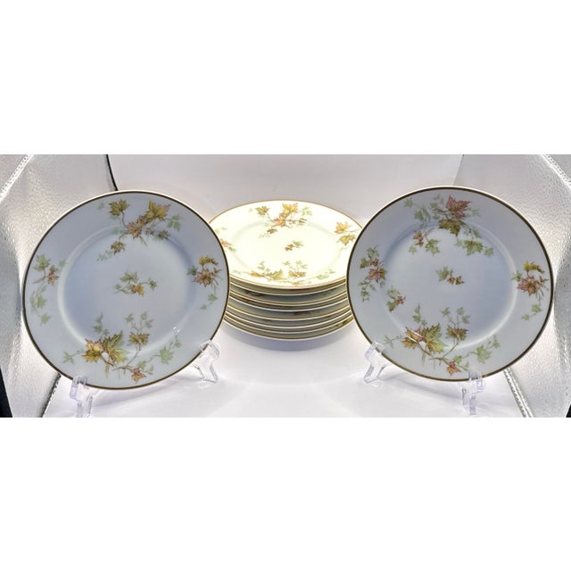 Mid 20th Century France Limoges Autumn Leaf Gold Trimmed Lunch Plates - Set of 6 For Sale - Image 5 of 10