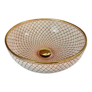 Warda' 14k Gold Ceramic Bathroom Countertop Sink