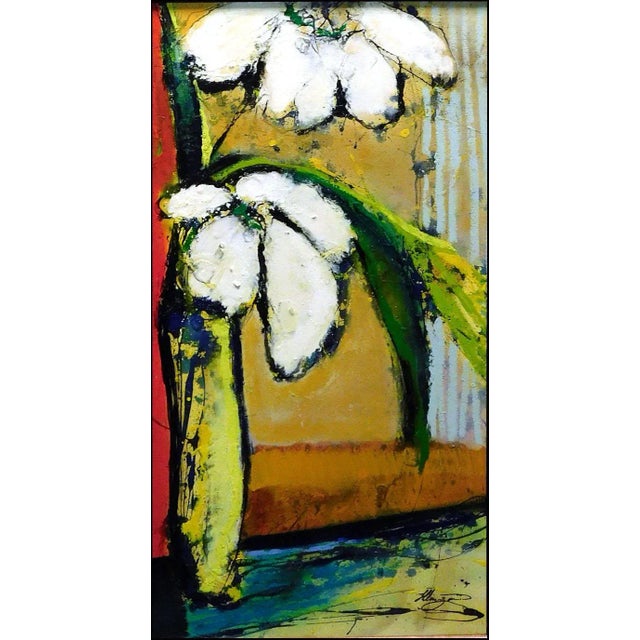 2010s "Fleursx-6" Contemporary Abstract Botanical Oil Painting by Helen Zarin, Framed For Sale - Image 5 of 6