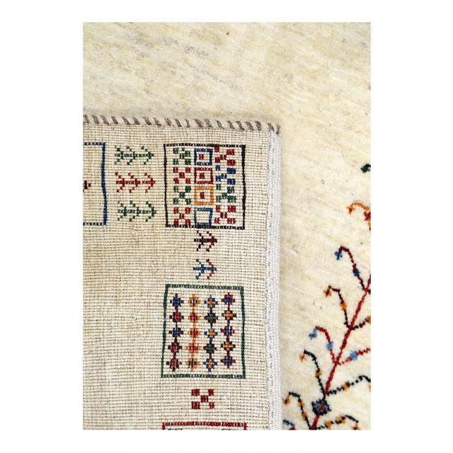 Traditional Pasargad DC Ivory Hand Knotted Gabbeh Rug For Sale - Image 3 of 4
