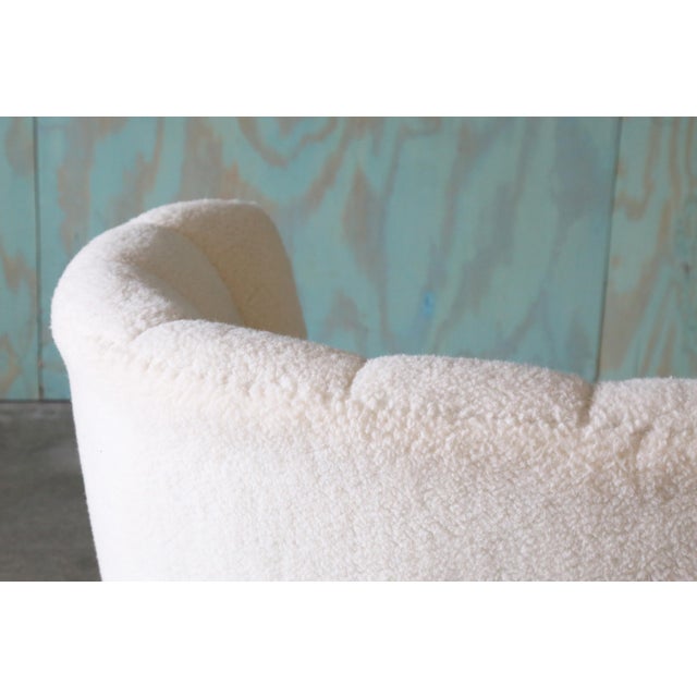 1940s Danish White Sheepswool Banana Sofa After Flemming Lassen For Sale - Image 11 of 12