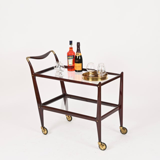Marvelous and exceptionally rare large serving bar cart designed by the Italian design master Ico Parisi and produced by...