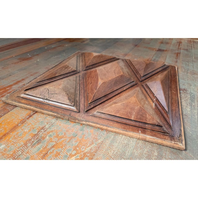 Wood 19th Century Sculptural Geometric Walnut Carved Furniture Panel Wall Decoration For Sale - Image 7 of 10