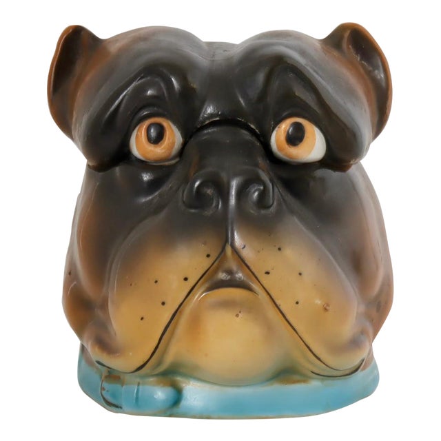 19th-Century Hand-Painted Dresden Pug Tobacco Box For Sale
