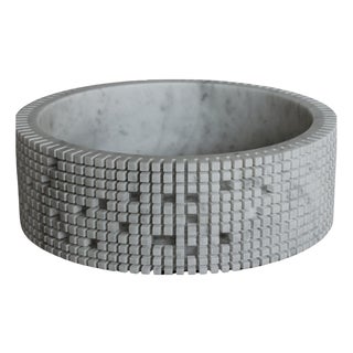 Pixel S3 Decorative Vase in White Carrara Marble by Bufalini Marmi For Sale