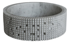 Pixel S3 Decorative Vase in White Carrara Marble by Bufalini Marmi
