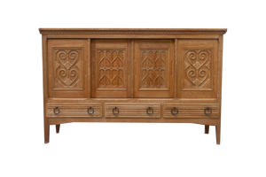 Danish Modern Brutalist Credenza in Oak, 1960s