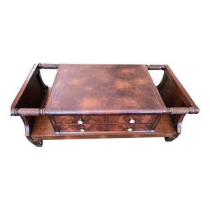 1960s Leather Top Coffee Table