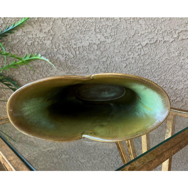 Ceramic Circa 1949 Frankoma Pottery "Modelled Wheat" Vase Style 74 in Prairie Green For Sale - Image 7 of 18