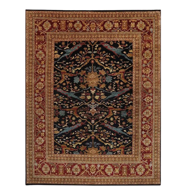 Handwoven Black/Red Serapi Style Rug 9'1" X 11'9" For Sale