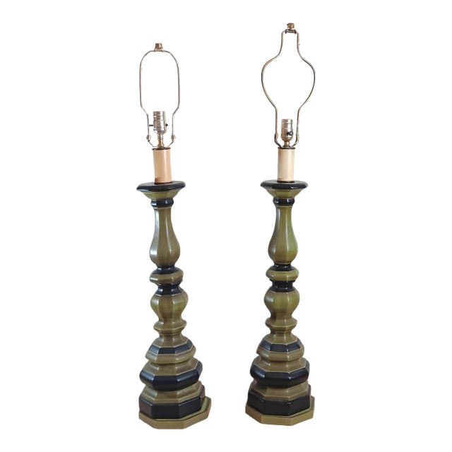 Vintage MCM Hollywood Regency Style Table Lamps One Pair For Sale