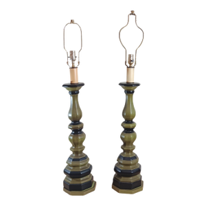 Vintage MCM Hollywood Regency Style Table Lamps One Pair