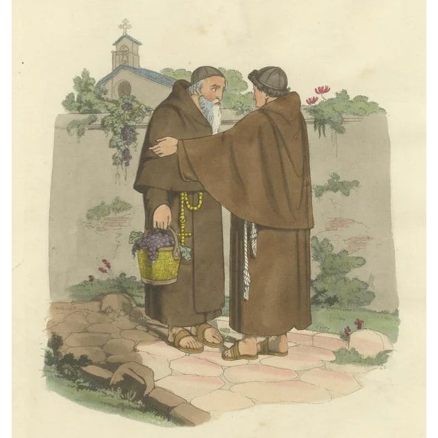 Early 19th Century Capuchin Monks and Roman Serenity, 1820, Paper For Sale - Image 5 of 10