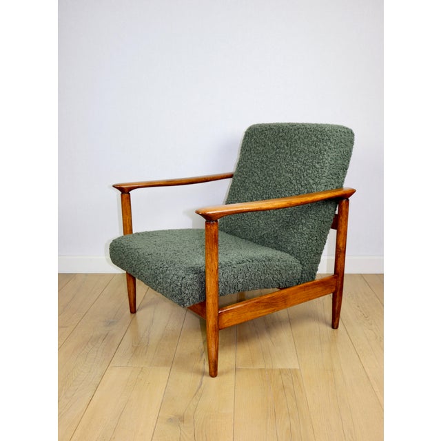 GFM-142 Chair in Olive Fleshy Bouclé attributed to Edmund Homa, 1970s For Sale - Image 10 of 12